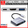 SpeedX Type C to HDMI + USB + Type C Female Converter / Adapter (For Type C  Notebook Laptops). 