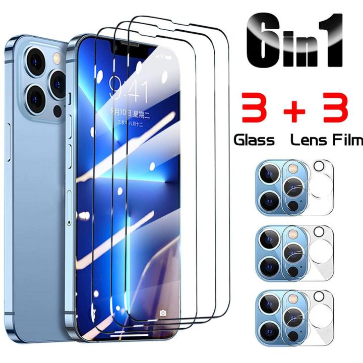 （For 6 IN 1）Full Cover For iPhone 13 Pro Max Protective Glass Camera Lens On aiphone13 Mini Screen Protectors For iphone13 13Pro Glass Armor