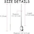 Reusable Stainless Steel Spoon Straw 2 in 1 Metal Spoon Drinking Straws Stirrer + Cleaning Brush Cocktail Spoons Set - Pack of 6. 