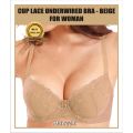 Cup Lace Underwired Bra - BEIGE. 