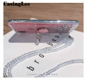 Casinglee for OPPO F19 case Shiny Ring Glitter Soft Transparent Holder Stand Back cover with String for OPPO F19 Phone cases cover Stars Moon Girls. 