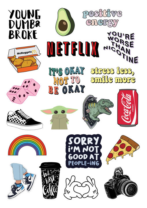 Cool Sticker Sheet For Aesthetic Guys and Girls Best Vibes For Room Decoration and Mobile Covers Best Quality Product