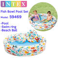 INTEX 59469 Fish Bowl Pool 3 Ring Inflatable Baby (52" x 11") With Ball And Tube. 