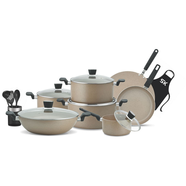 SK Cookware 18 Pieces Marble Coating Supreme Gift Pack Set
