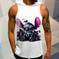 Disney Stitch Streetwear Gym Tops T-shirts for Men Y2k Men's Clothing Top Short Sleeve Tee Hooded Oversized T-shirt High Quality. 