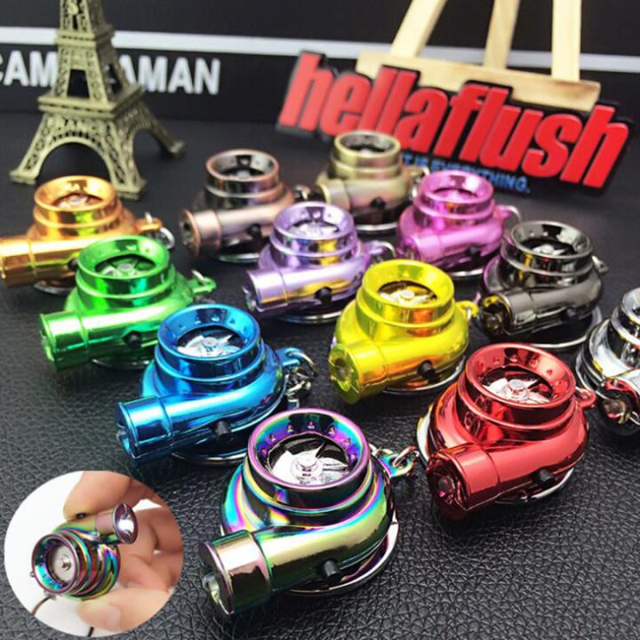 1Pc Mini Turbo Turbocharger Spinning Turbine Car Interisor Accessorie Keyring SUPER BABY