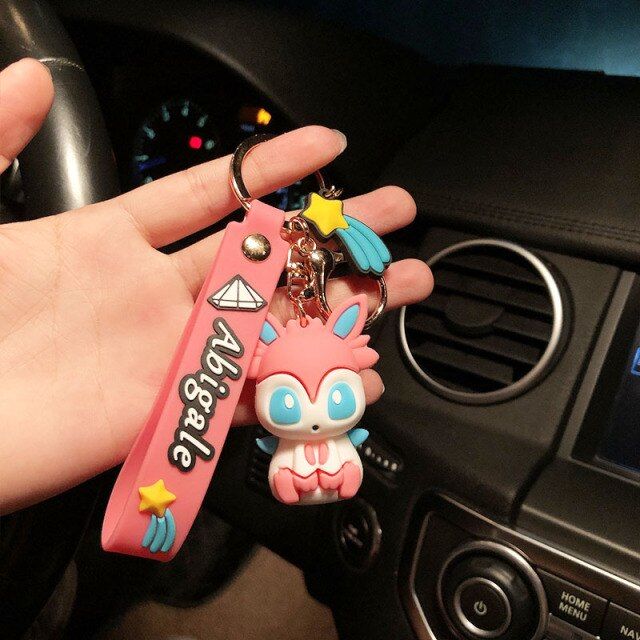Pokemon Pikachu Glaceon Keychain Pvc Eevee Keyring Action Figure Tomy Cartoon Anime Kawaii Figure Model Children Kids Toys