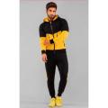 Black and yellow panelling tracksuit for men. 