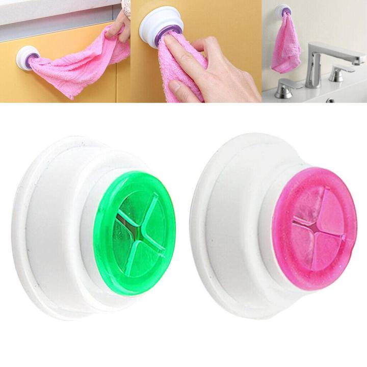 New No Drilling Self Adhesive Cloth Tea Rack Napkin Push Clip Hook Home Kitchen Bathroom Organizer Accessories Clip Wash Cloth  No Holes Self-adhesive HOOK Wall Mount Bathroom Towel Holder