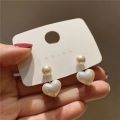 2024 New Fashion Contracted Heart Pearl Fine Earrings Joker Sweet Elegant Temperament Women Drop Earrings Wedding Jewrelry Gift. 