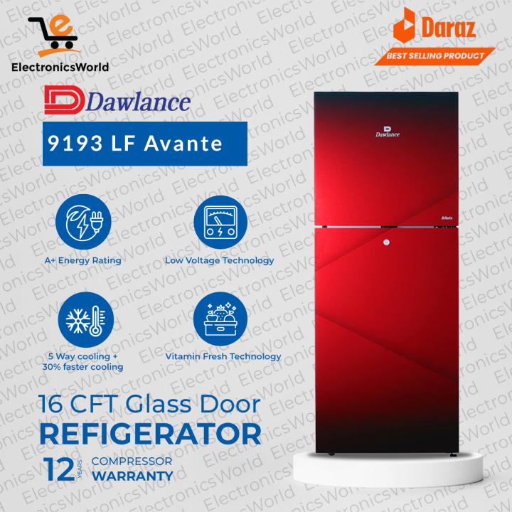 Dawlance Refrigerator 9193 LF Avante Glass Door  / Fridge / Freezer 16 CFT- 12 Years Warranty