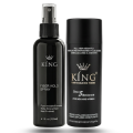 King Hair Fibers 27.5g Dark Brown + Fiber Hold Spray 118ml, Hair Building Fibers Hair Loss Concealer Fiber,Fill In Fine or Thinning Hair, Thicker, Fuller Looking Hair,Cover Grey Roots Concealer, 100% Undetectable Natural Formula - Completely Conceals. 