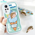 ZeroQiQi for Infinix Note 11 Note 12 G88 X663 Back Cover With Free Holder Cute Girl Wavy Phone Case Camera Protection Transparent TPU Soft Cover for Girls. 