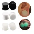 2 piece Hard Silicone Earrings Plugs Ear Gauges Unisex Luminous Black White 3-25mm. 