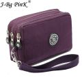 【DM bag factory Store】J-BG PinK Nylon Double Pocket With Zipper Coin Holder 2022 Bracelet Clutch Slim Purse Girl Cheap  Sale Ladies wallet. 