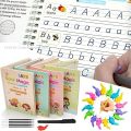 Set of 4 Sank Magic Learning Book with 4 Pen Refill , Children Practice Book For Montessori | Children First Learning , Handwriting & Tracing Books for Kids. 
