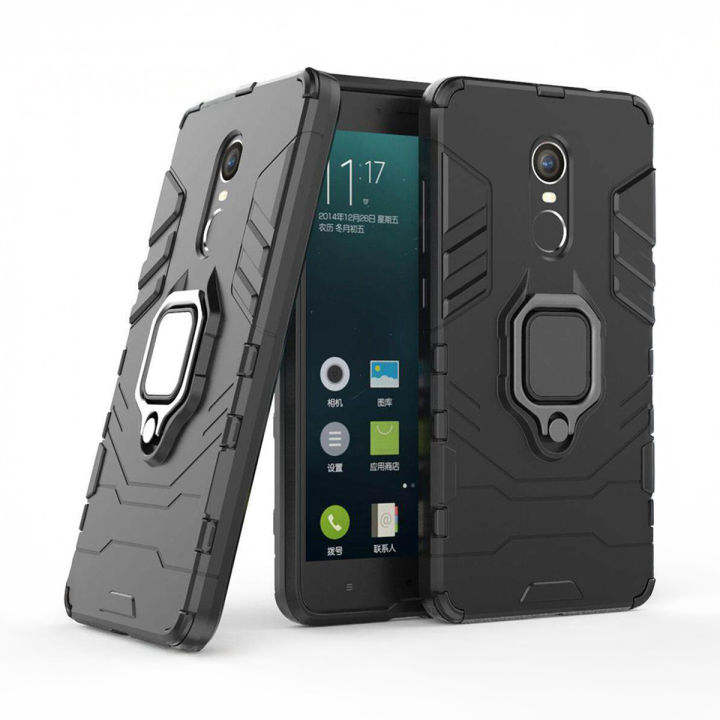 Xiaomi Redmi Note 4 Phone Case, Luxury Armor Shockproof Silicone TPU and Hard PC Cover, Metal Ring Holder with Kickstand