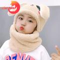 Vist Fox Children Hat Embroidery Face Winter Thermal Girls Neck Warmer Cap. 
