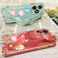 VRQR Wrist Band Case For OPPO Realme C51 Back Cover Butterfly Flowers Pattern Soft Cover With Strap Lanyard Realme C53 Narzo N53 Note 50 C63 C61. 
