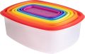 PACK 7 PCS Transparent Refrigerator Food Storage Container Rainbow Colored Storage Boxes. 