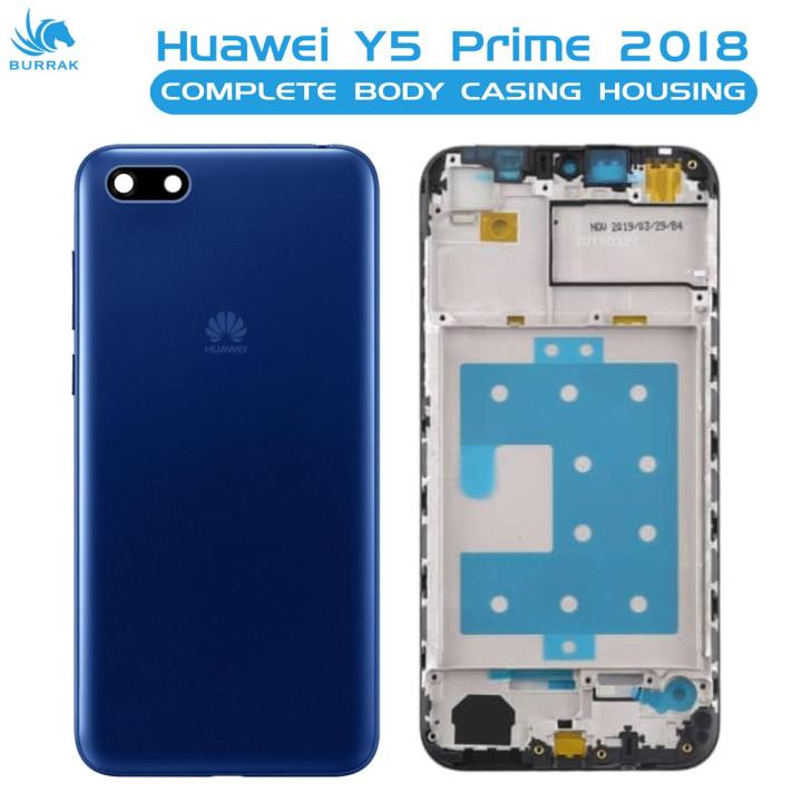 Huawei Y5 Prime 2018 Housing Middle Frame With Side Button and Camera Lens Complete Body Casing Replacement For Y5 Prime 2018 - Blue