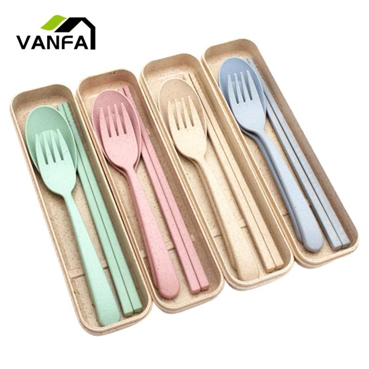Food Fork Spoon Set Portable Eco-friendly Cutlery Set with Box Ideal for Students Office Workers in Southeast Asia