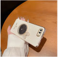 For OPPO A12e Back Cover + Bowknot Makeup Mirror Fashion Shiny Plating Square Bumper Bling Girls Phone Case Soft TPU Silicone Shockproof Back Cover. 
