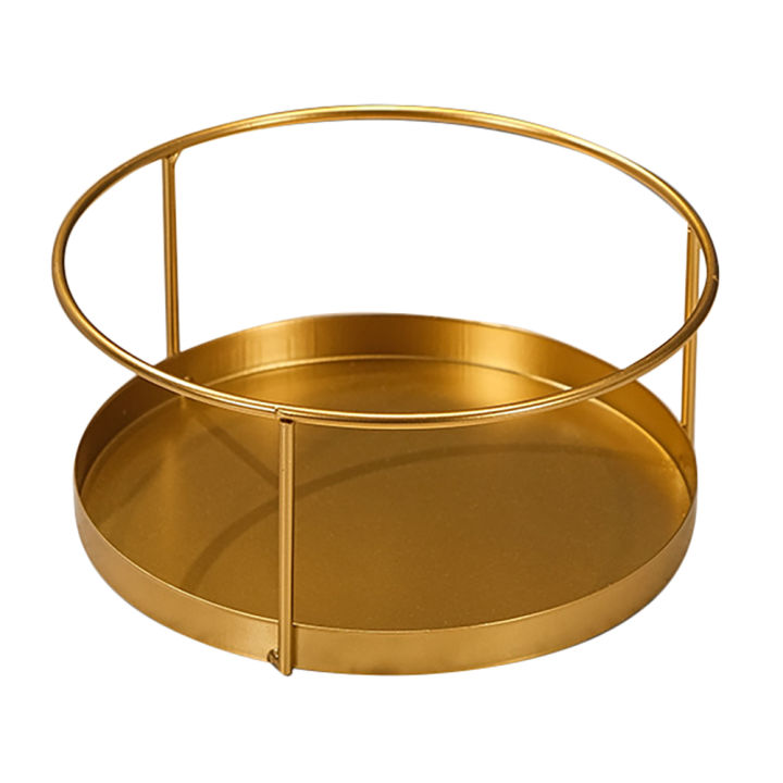 XHHDQES Gold Metal Makeup Organizer Shelf Storage Basket Round Wire Vanity Organizer Rack for Dresser Bathroom 21x9.5cm