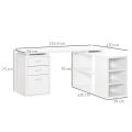 Home Office L-Shaped Computer Desk Workstation w/ Storage Shelves Drawers, White. 