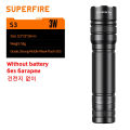 SUPERFIRE S3 Mini LED Flashlights Camping Torch 5 Lighting Modes Aluminum Alloy Zoomable Light Waterproof Use 18650 Batteries. 