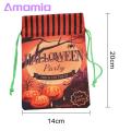 Halloween Trick or Treat Bag 1 Pc Halloween Candy Bag Drawstring Portable Reusable Pumpkin Witch Ghost Black Cat Kids Chocolate Biscuit Treat Snack Goodies Gift Flannel Party Supplies. 