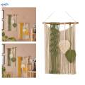 Macrame Wall Hanging Decor Hand Woven Bohemian Tapestry Boho Style Braided Tassels Pendant for Dining Room Cafe Background Office Home Decor. 