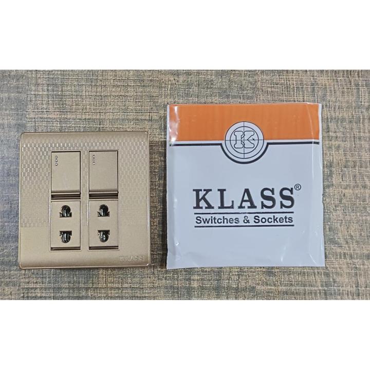 Klass 2+2 Switches and Sockets Metal Base, Pure Copper Points with 1 ...