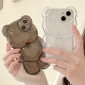 Cute 3D Clear Bear Phone Cases For iPhone 13 12 11 14 15 16 Pro Max XS Max XR X XS 14 16 Plus Case Candy Color Cartoon Transparent Camera Protection Cover. 