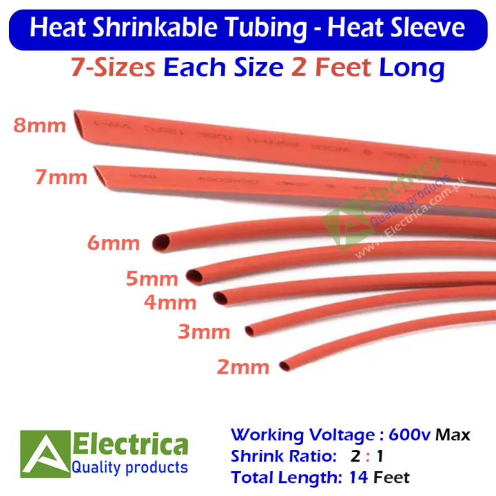 14 Feet Red Heat Shrink Tube for Electric Cable 2mm 3mm 4mm 5mm 6mm 7mm 8mm Heat Shrink Tube in Red Color Shrinkable Wrap Sleeve For Cables