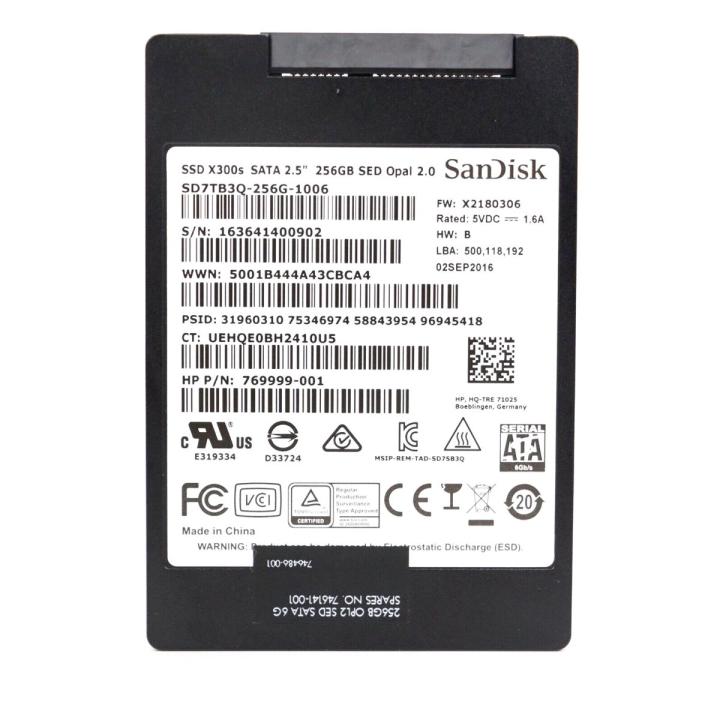 Used SANDISK,Samsung,WD, itech,256Gb SSD X300 Solid State Drive SATA 2.5" 6Gb/s SD7TB6S-256G