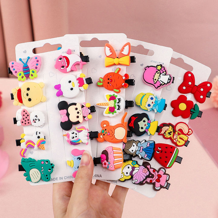 10Pcs a Set Girls Cute cartoon Sweet Hair Clip Rainbow Fruit Cute Cartoon Hair Bands Lovely Hair Accessories Headwear Hairpins