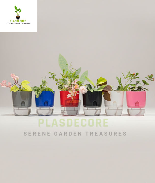4″ Self Watering Flower Pot | Plastic Planter with Water Reservoir ...
