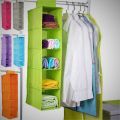 Ibrahim Mall Storage Box Compactor 5 shelf | Hanging Organizer for clothing and accessories 5 compartments| Polyester Fabric Storage Organiser | 5 tier wardrobe organizer | Foldable Hanging Storage Bag | Closet Section Folding. 