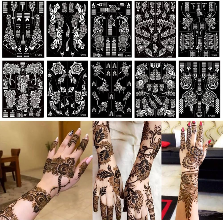 6 Arabic Bridle Sheets Mix Random Designs Mehndi Henna Bridle Design Stickers Stencils