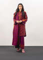 Alkaram Studio Unstitched 3 Piece Printed Khaddar Suit With Khaddar Dupatta Fw-17-23-Aubergine - Stylish Winter Fashion. 