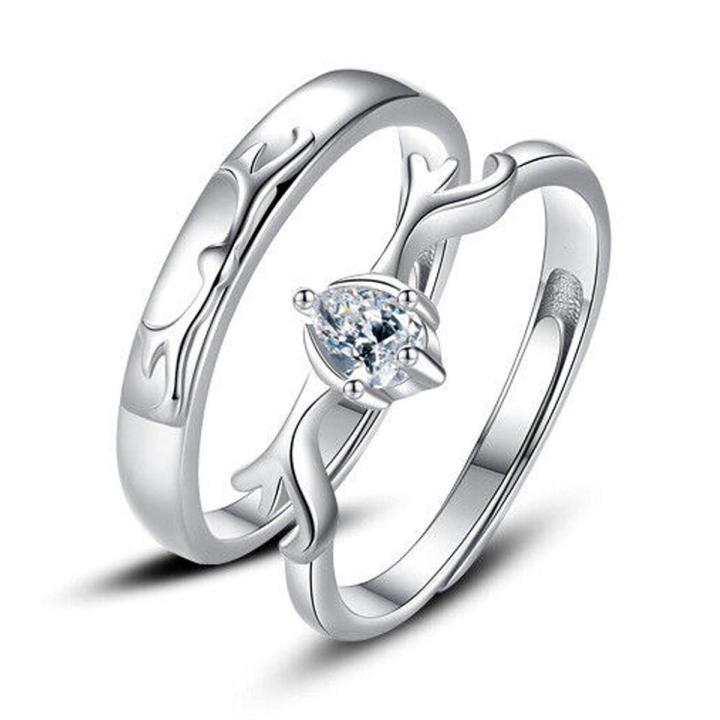 Jewelicious: New 925 Sterling Silver Couple Ring with Crystal Zircon Antler - High Quality Fashion Jewelry for Women