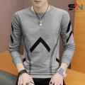 Cotton Jersey V Printed Full Sleeve T-Shirt For Men Round Neck Full sleeve T shirts - Grey. 