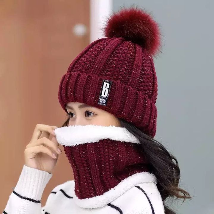 Winter%20caps%20for%20girls%20Knitted%20Scarf%20Hat%20Set%20Thick%20Warm%20Skullies%20Beanies%20Hats%20for%20winter%20cap%20s%20for%20Womens%20Outdoor%20Cycling%20Riding%20Ski%20Bonnet%20Caps%20Tube%20Scarf%20Rings%20-%20Image%203