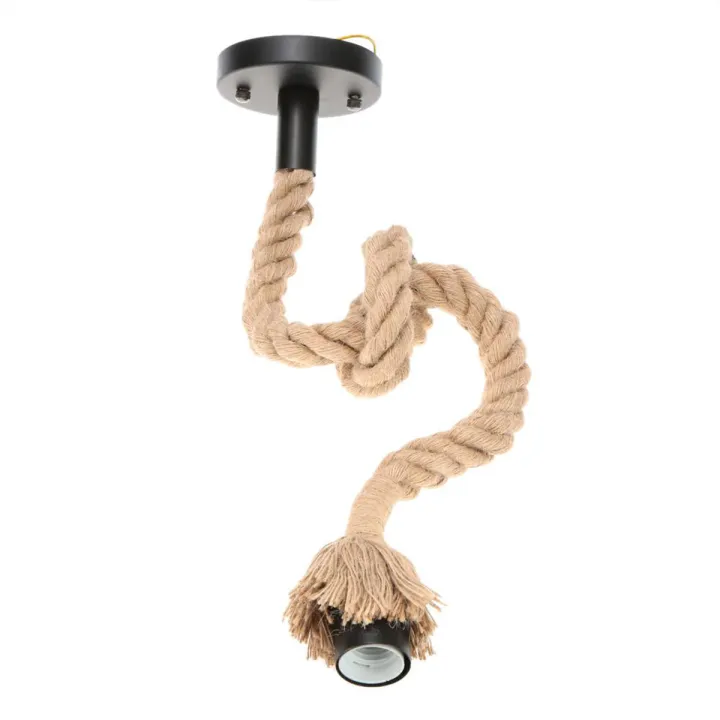 Pendant Rope Ceiling Retro Rope Hanging Pendant Light, E27 Single Head Ropes For Living Room ...