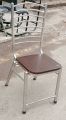 Silver Chrome Color Steel Chair with Wooden Seat - Strogest Chair. 