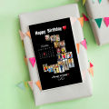 Custom Happy Birthday Card with name and 16 pics and text. 