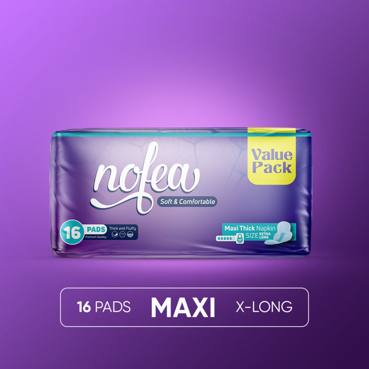 Nofea Napkins/Sanitary Pads Maxi Thick Extra Long - 16 Pads