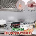 40 X 200 CM Aluminum self adhesive foil sheet for kitchen stain proof oil proof protector for kitchen walls and shelves heat resistant stove stickers oil proof and waterproof easy to clean kitchen back splash wallpaper - Silver. 