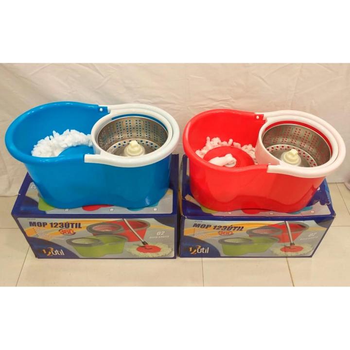 Magic Mop/Easy Spin Mop/Press Spinning/Rotating Mop with 2 Microfiber Head RANDOM COLOR